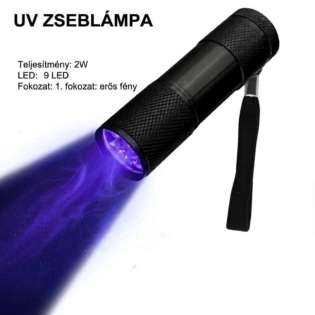 9 LED es UV maroklámpa + ajándék Alkoholos UV filc - 2. kép